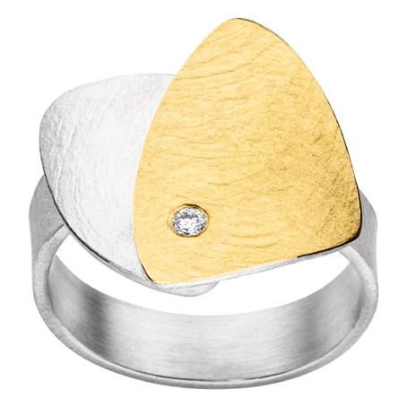 Manu Schmuck zilveren ring met 22kt. goud en diamant