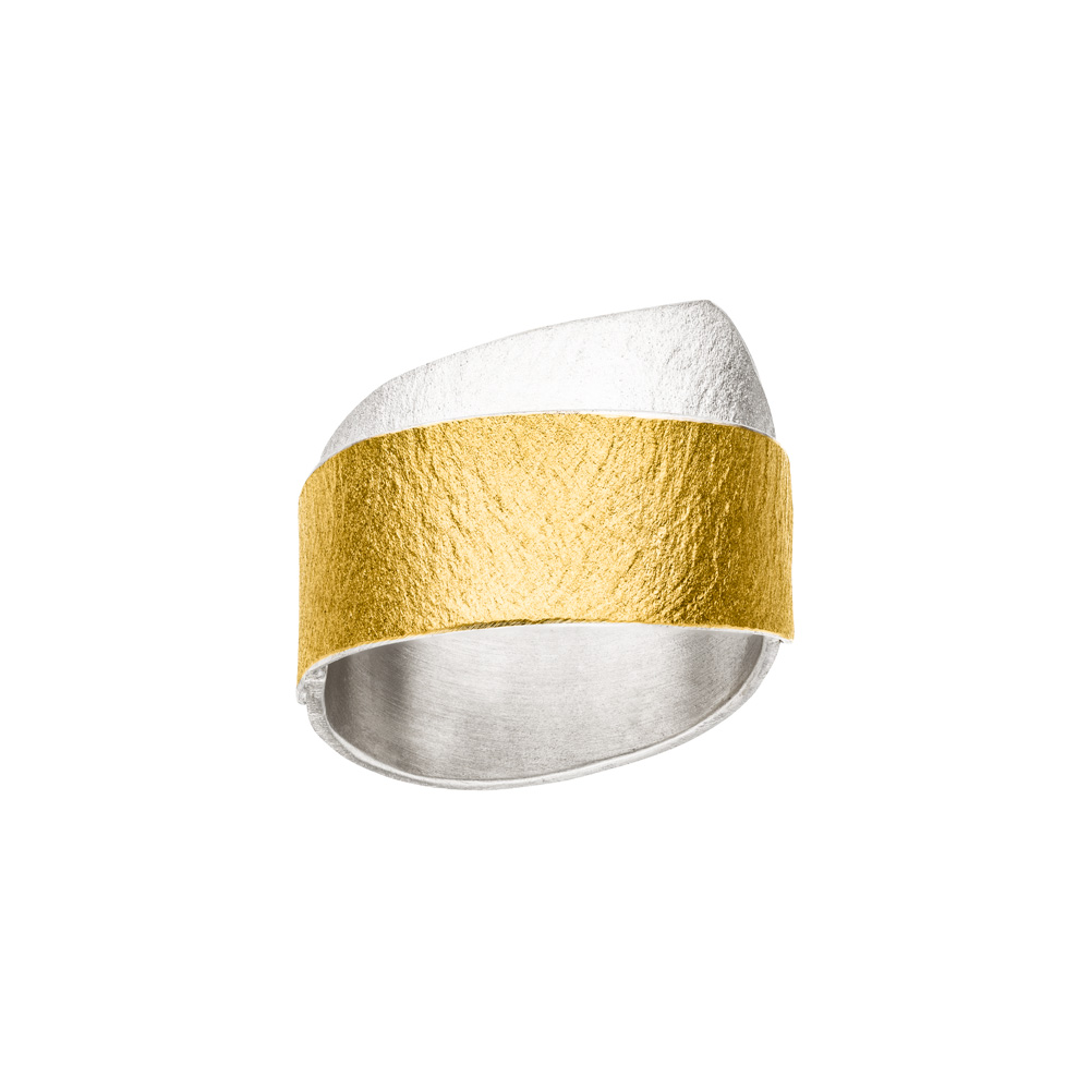 Manu Schmuck zilveren met 22kt. gouden ring slag, maat 57