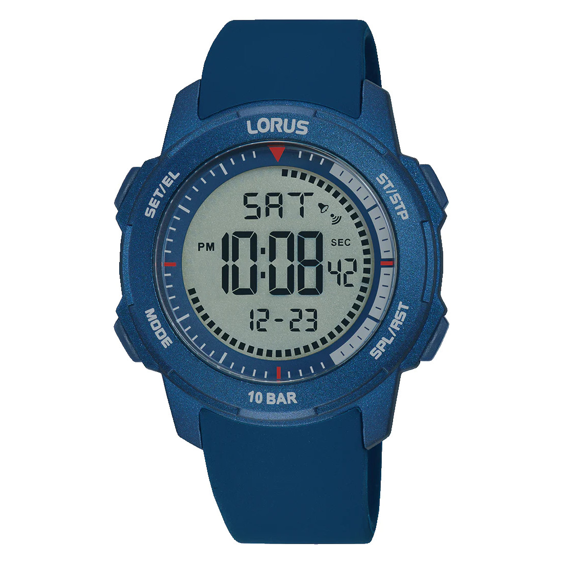 Dit is een herenhorloge van het merk Lorus. Het is een digitaal horloge gemaakt van kunststof. De diameter van de kast is 40 mm en de kast is 15 mm dik.
De verdere specificaties van het horloge zijn als volgt:
Kastvorm: rond
Kastkleur: blauw
Kastmateriaal: kunststof
Bandbreedte: 18 mm
Bandlengte: 250 mm
Sluiting: gesp
Wijzerplaatkleur: grijs
Glassoort: acryl glas
Waterdichtheid: 10 ATM
Techniek: quartz