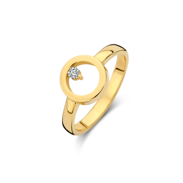 Minioro gouden ring cirkel met 1x0.05ct. diamant. De Circle 005 ring is een elegante toevoeging aan onze Circle Collectie.

Deze ring kenmerkt zich door een prachtige diamant van 0.05 ct als stralend middelpunt van de cirkel, wat een subtiele en toch opvallende uitstraling creëert.

De Circle 005 symboliseert tijdloze elegantie en moderne verfijning, waardoor het een veelzijdige keuze is voor elke gelegenheid.

Voeg een vleugje schittering toe aan je look met deze prachtige ring uit onze collectie
