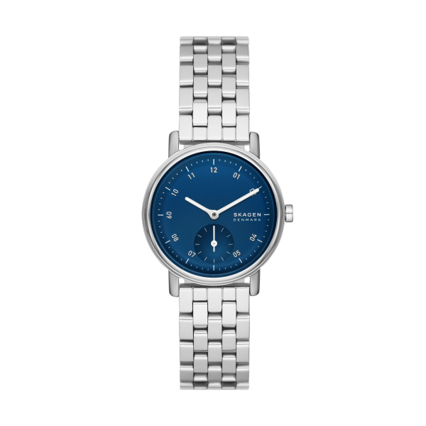Skagen dameshorloge met mooie blauwe wijzerplaat 