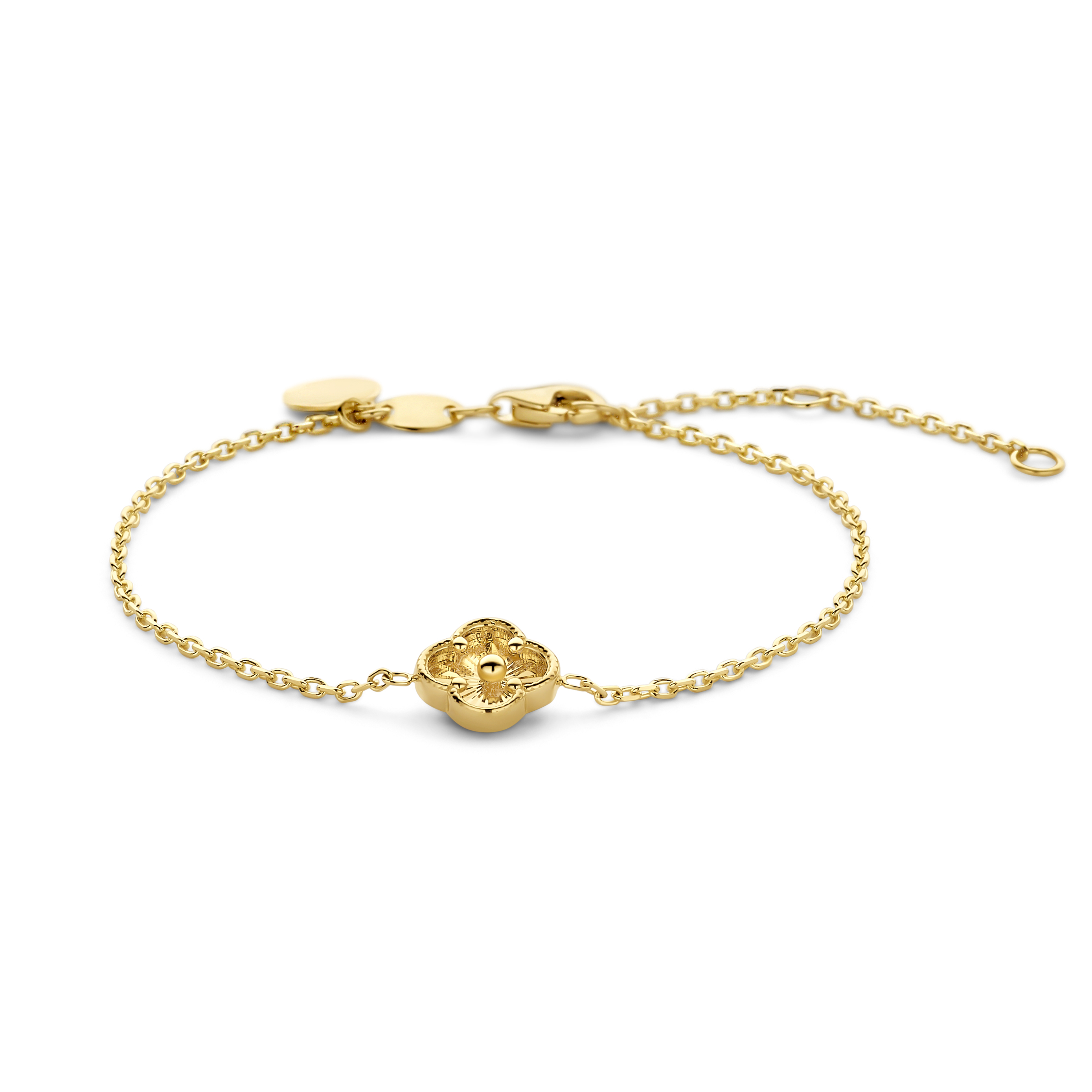 14 karaat gouden armband met een draaglengte van 15,5-17 of 19 centimeter.