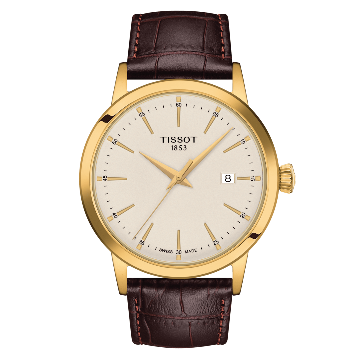 Tissot - Classic Dream. Quartz. Saffierglas 50m WR. Doublé PVD met datum - T1294103626100