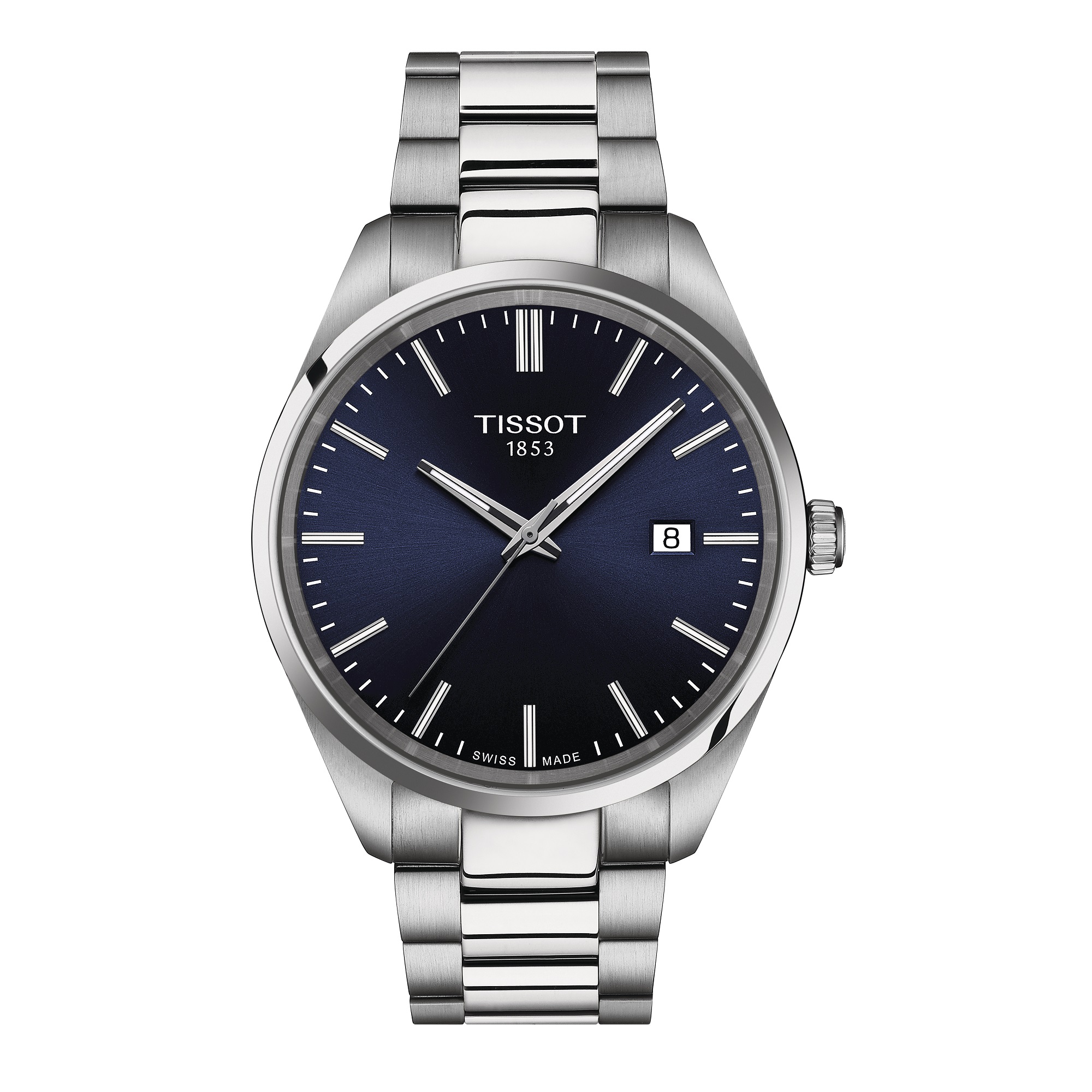 Tissot PR100 - Staal heren horloge, met blauwe wijzerplaat, Quartz, 100m WR, Saffierglas