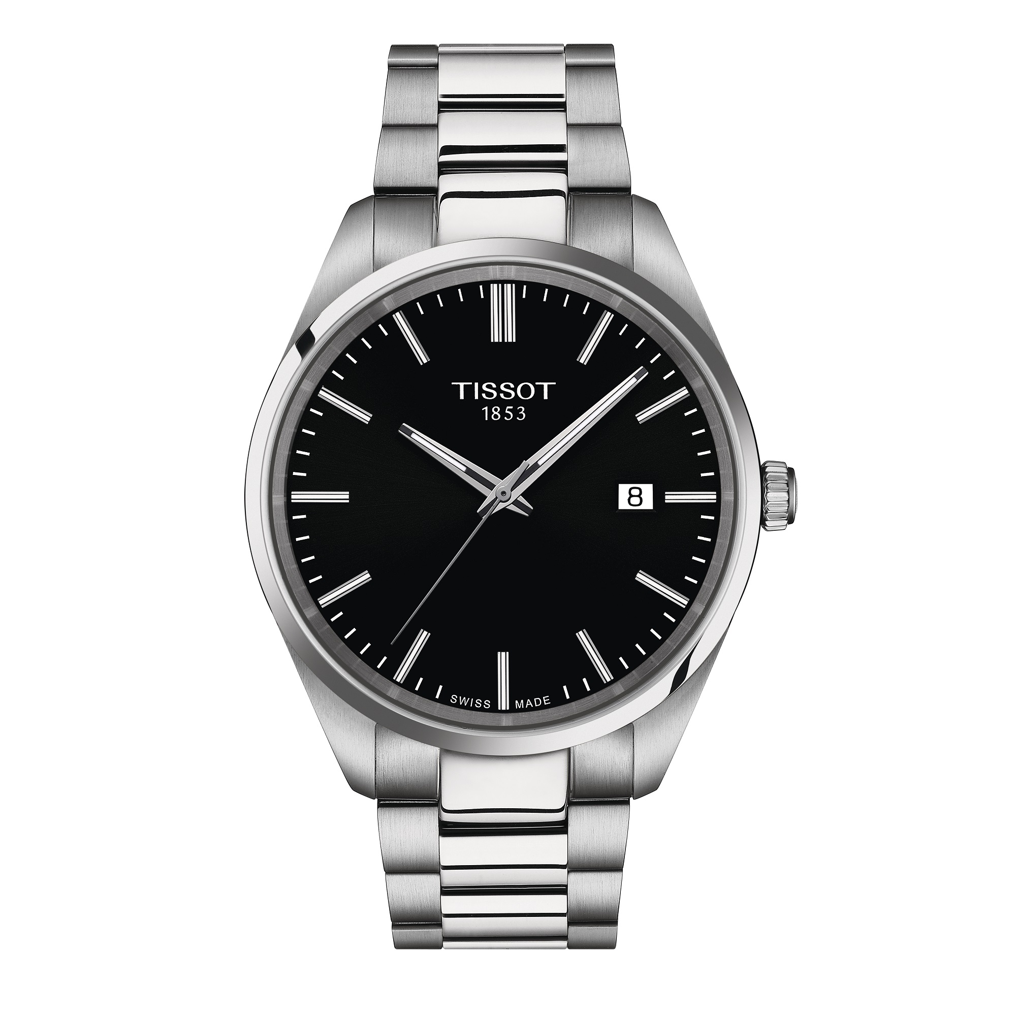 Tissot - PR100 Staal heren horloge met zwarte wijzerplaat, 100m WR, Saffierglas, Quartz - T1504101105100