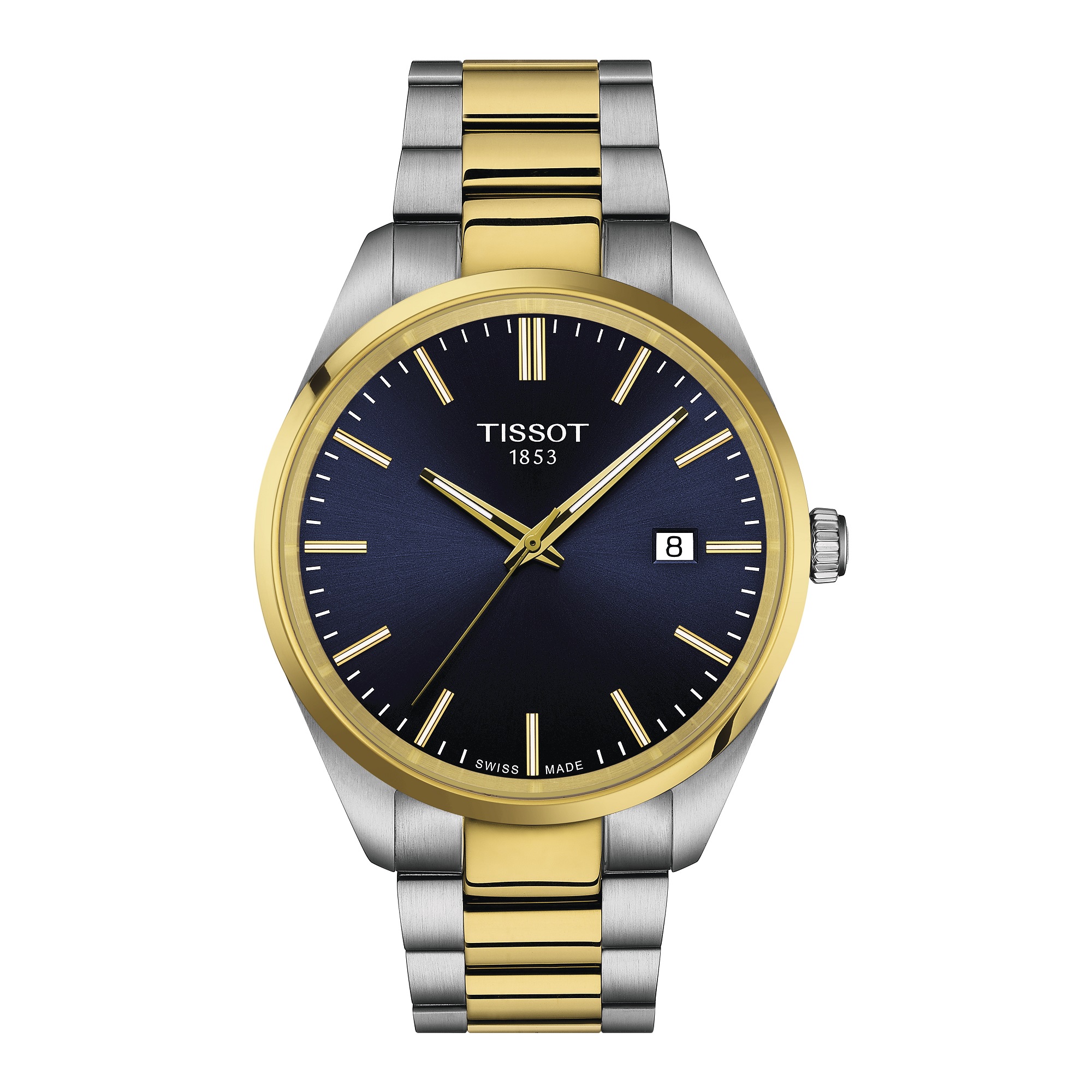 Tissot PR100 - Heren polshorloge bicolour, staal met goudkleurig PVD, 100m WR, Saffierglas, Quartz