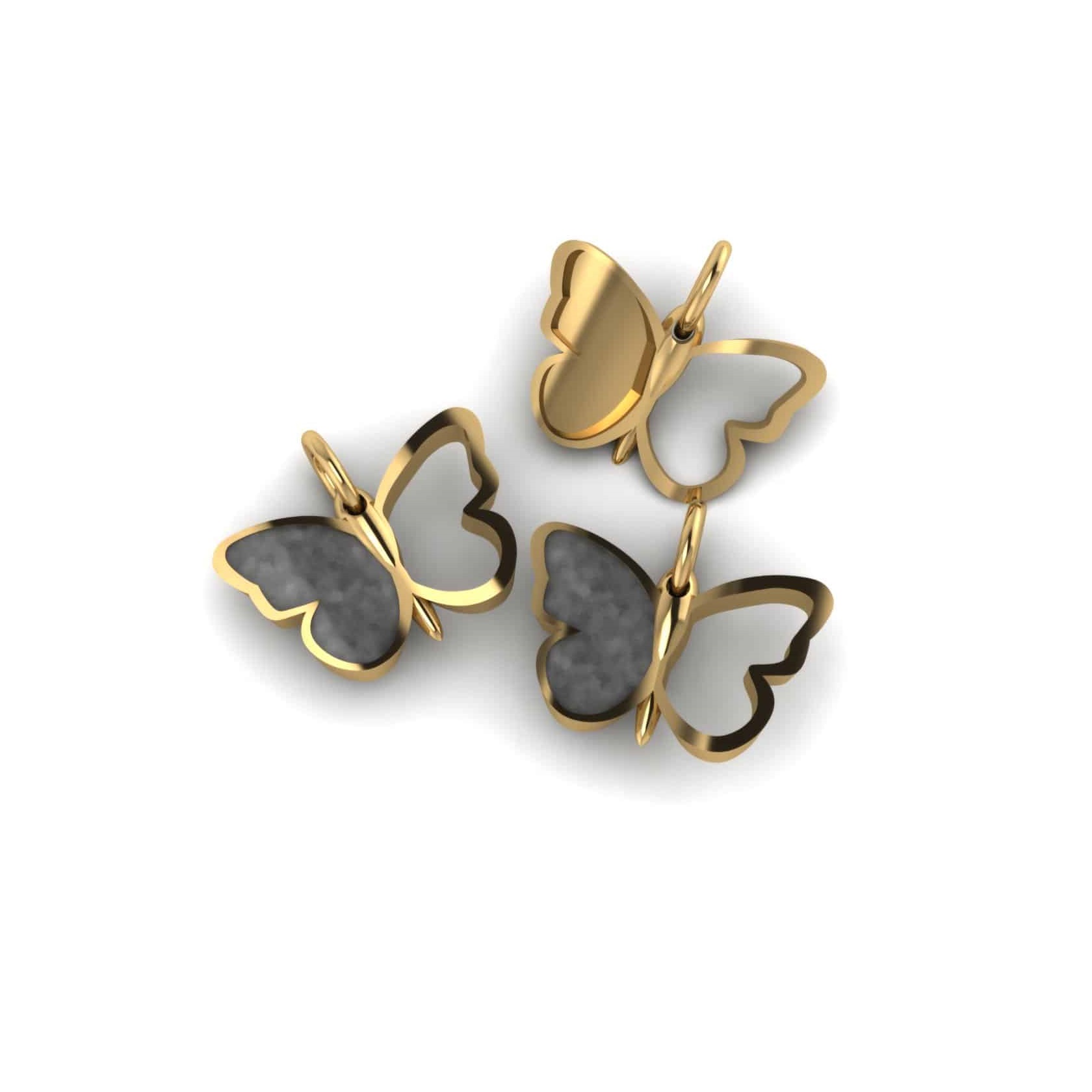 Touché - 14kt geelgouden Ashanger, Vlinder 14x16.5mm
