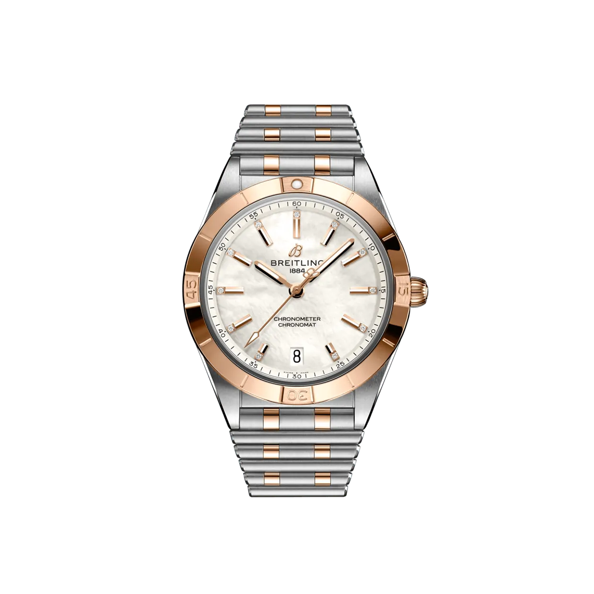 Dit Breitling horloge behoort tot de Breitling Chronomat collectie. 
Referentienummer: U10380101A2U1
Caliber: Breitling 10