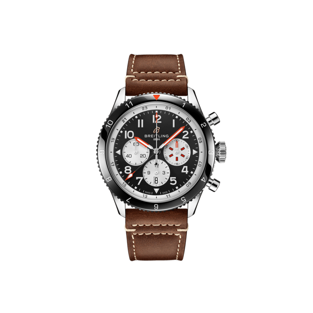 Dit Breitling horloge behoort tot de Breitling Classic AVI collectie. 
Referentienummer: YB04451A1B1X1
Caliber: Breitling 04 (Manufacture)
