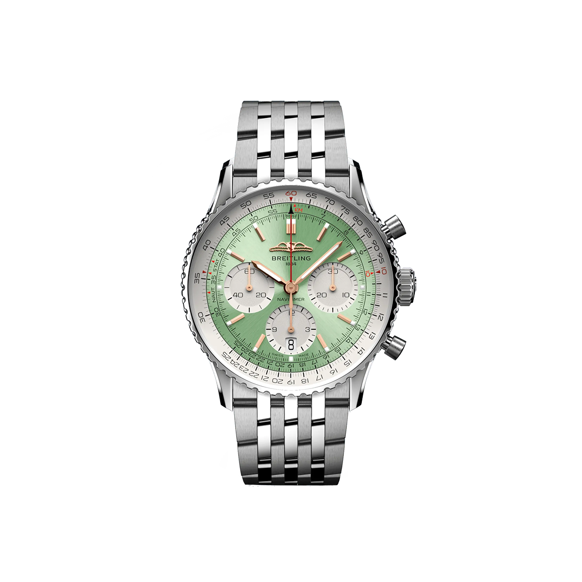 Dit Breitling horloge behoort tot de Breitling Navitimer collectie. 
Referentienummer: AB0139211L1A1
Caliber: Breitling 01 (Manufacture)
