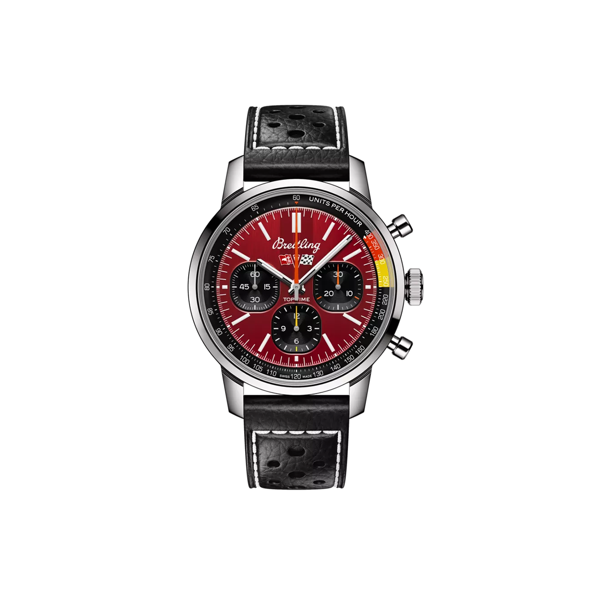 Dit Breitling horloge behoort tot de Breitling Top Time collectie. 
Referentienummer: AB01761A1K1X1
Caliber: Breitling 01 (Manufacture)

