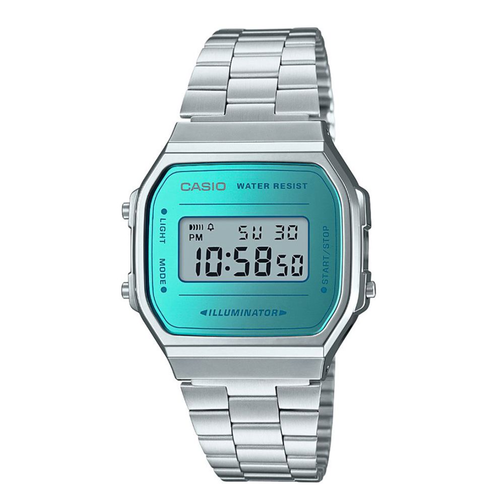 Casio horloge met een horlogekast diameter van 36 mm en een dikte van 9 mm. Dit horloge heeft een elegante en toch subtiele uitstraling. De zilverkleurige horlogekast en de blauwe wijzerplaat creëren een prachtig contrast dat direct in het oog springt.