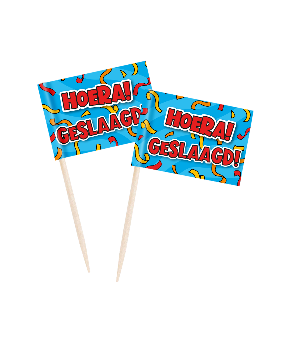 Vier het behalen van je schooldiploma op een feestelijke manier met onze thematische cocktailprikkers! Onze cocktailprikkers hebben een uniek ontwerp dat perfect past bij elke 'geslaagd' viering 