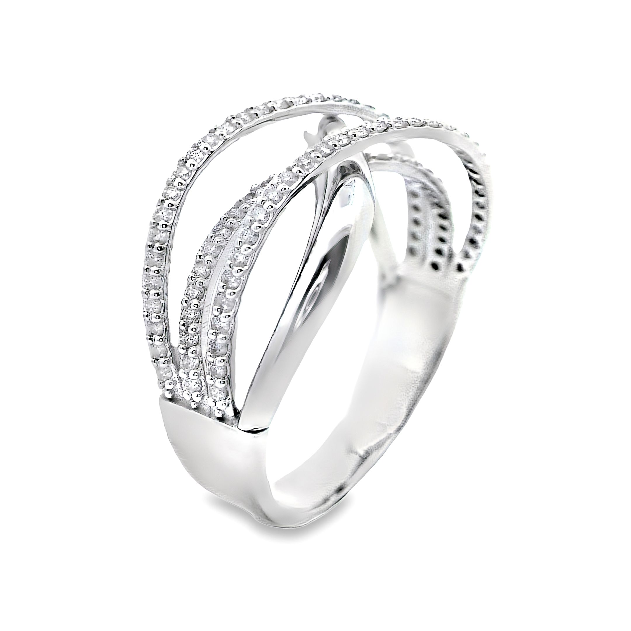 Deze exclusieve ring van Louis Bros is vervaardigd uit 14 karaat witgoud (3.95gr.) en is gezet met 41 briljant geslepen diamanten met een totaalgewicht van 0.41 ct. De ring heeft een breedte van 9.5 mm en dikte van 2.5 mm. Met deze ring om je vinger ben jij het stralende middelpunt bij elke gelegenheid. Deze ring bestaat uit onze lijn van exclusieve modellen sieraden met prachtige designs van hoge kwaliteit.
De ring is verkrijgbaar in meerdere afmetingen.