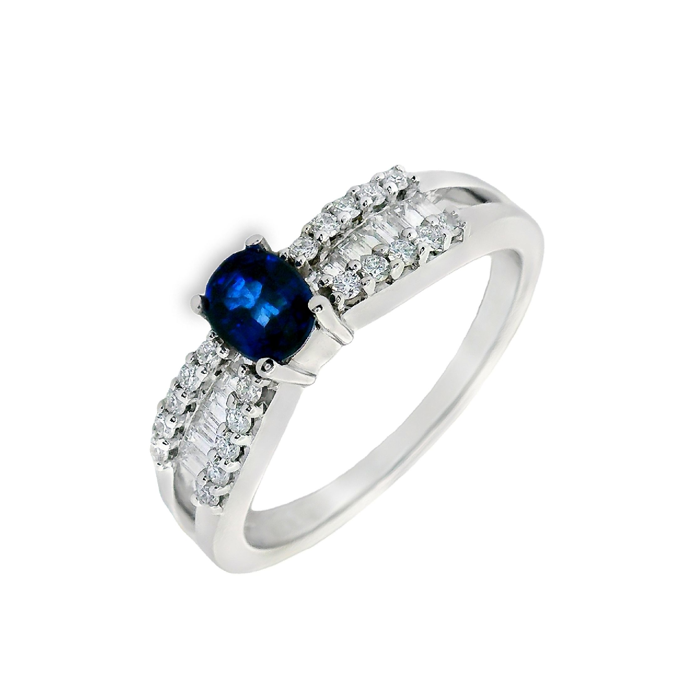 Deze ring van Louis Bros is vervaardigd uit 18 karaat witgoud (4.19. gr.) en is gezet met 16 briljant geslepen diamanten met een totaalgewicht van 0.20ct, en 17 baguette 0.13ct. En 1 saffier 0.50ct. De ring heeft een breedte van 4.5 mm en een dikte van 5.5 mm .
Deze witgouden ring die de essentie van tijdloze elegantie belichaamt, een symbool van verfijning en stijl. In het middelpunt van deze betoverende creatie ligt een diepblauwe saffier, als een sprankelende oase van rust te midden van een zee van glinsterende diamanten.
De blauwe saffier, met zijn intense kleur en stralende schittering, trekt onmiddellijk de aandacht naar zich toe. Het is een symbool van waarheid en wijsheid, en belichaamt de diepe verbondenheid van twee zielen die samenkomen in liefde en harmonie.
Rondom de saffier zijn baguette en briljant geslepen diamanten liefdevol gezet, als een eerbetoon aan de tijdloze schoonheid van het moment. Hun schittering vangt het licht op en laat het schitteren als een sterrenhemel, waardoor de magie van het moment wordt versterkt en vereeuwigd.
Deze ring is meer dan alleen een sieraad; het is een testament van liefde en verbondenheid, een symbool van de kostbaarheid van het leven en de eindeloze mogelijkheden van de toekomst. Met zijn verfijnde design en sprankelende edelstenen straalt deze witgouden ring met blauwe saffier en diamanten een tijdloze schoonheid uit die de harten van velen zal veroveren.
De ring is verkrijgbaar in meerdere afmetingen.