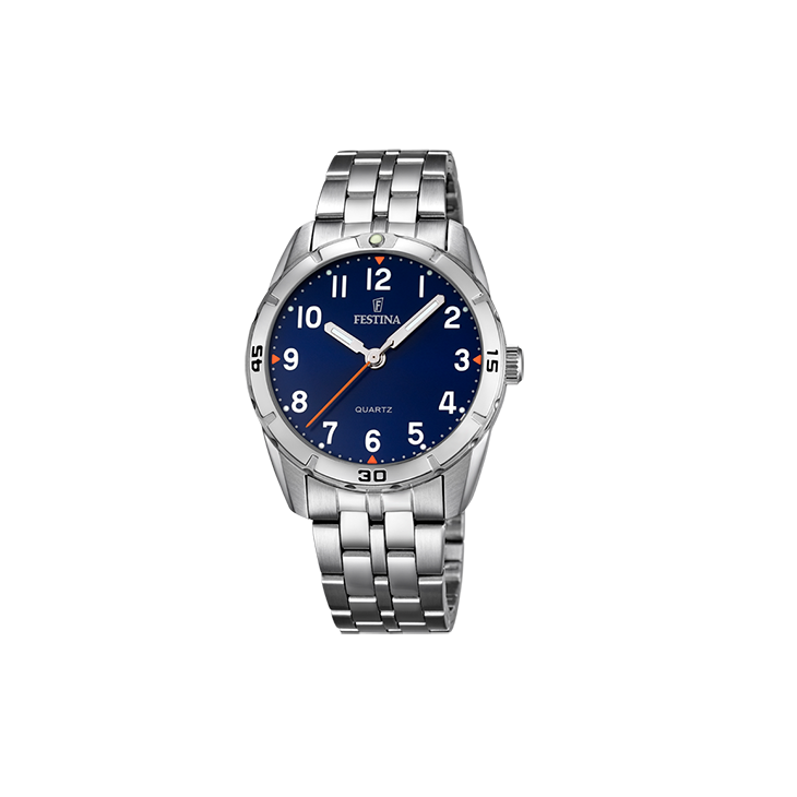 Festina - Quartz, 50m WR Mineraalglas. blauwe wijzerplaat