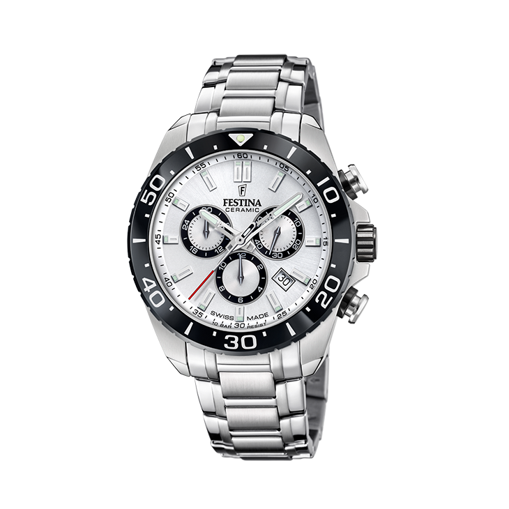 Festina - Swiss Made, Quartz chronograaf, 100m WR, Saffierglas, Keramische lunette