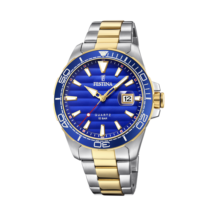 Festina - Bicolour 100m WR Mineraalglas Blauwe Wijzerplaat Quartz