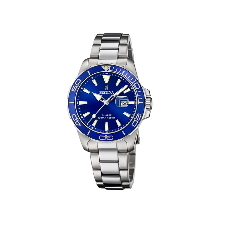Festina - Staal 100m WR Mineraalglas Quartz Blauwe Wijzerplaat - F20503/3