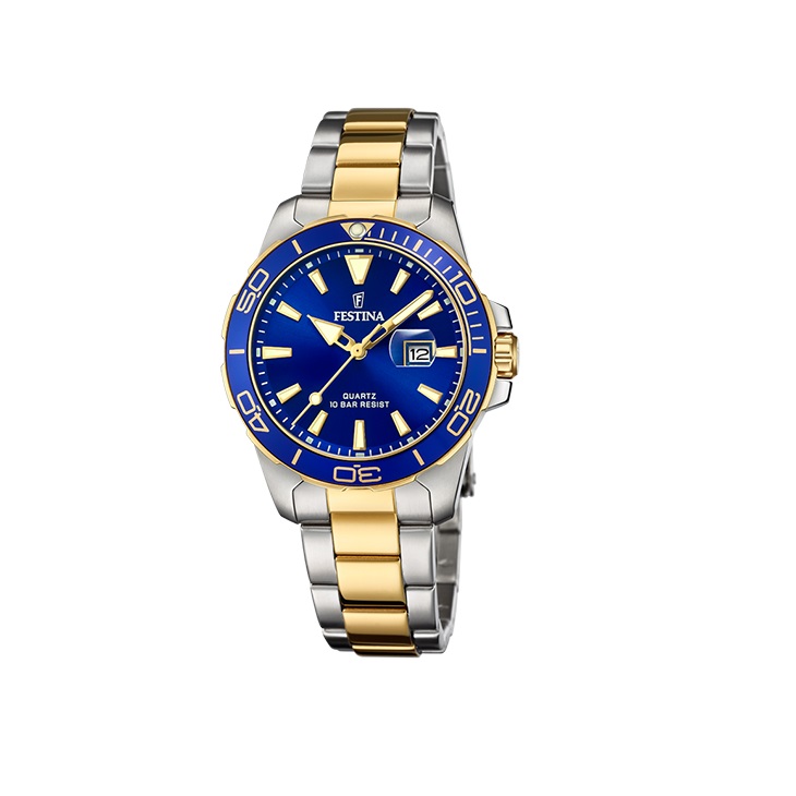 Festina - Bicolour 100m WR Mineraalglas Blauwe Wijzerplaat Quartz - F20504/1