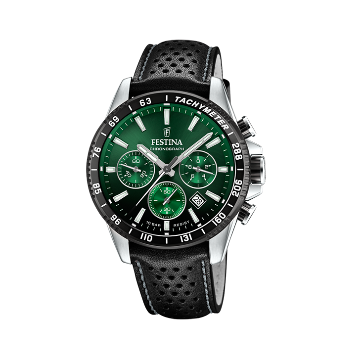 Festina - Quartz Chronograaf. Mineraalglas 100m WR. ledere horlogeband - F20561/5