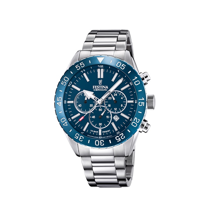 Festina - Quartz Chronograaf. Saffierglas, 100m WR, Ceramic Bezel