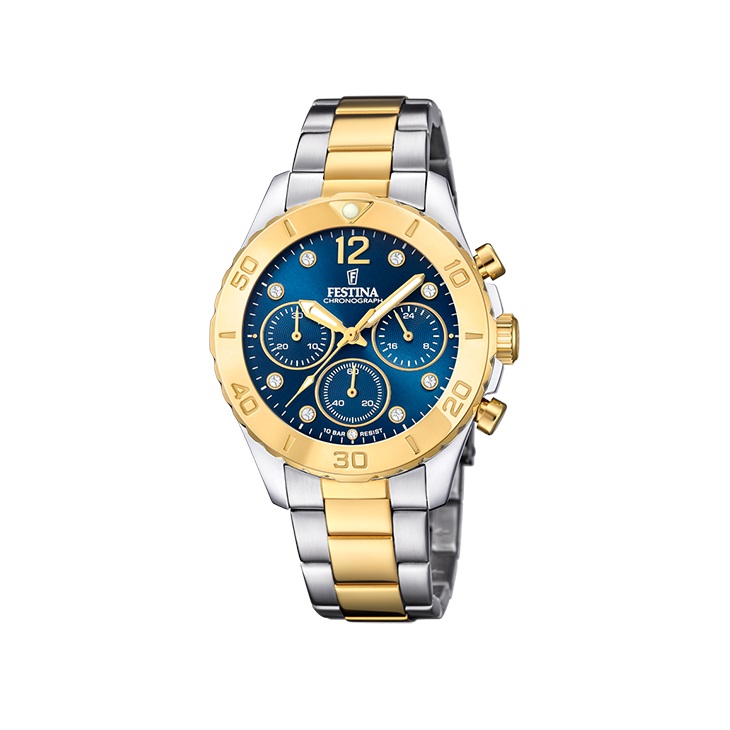 Festina - Quartz Bicolour Chronograaf. Mineraalglas 100m WR - F20604/3