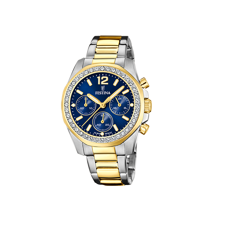Festina - Quartz Bicolour Chronograaf. Mineraalglas 100m WR - F20607/2
