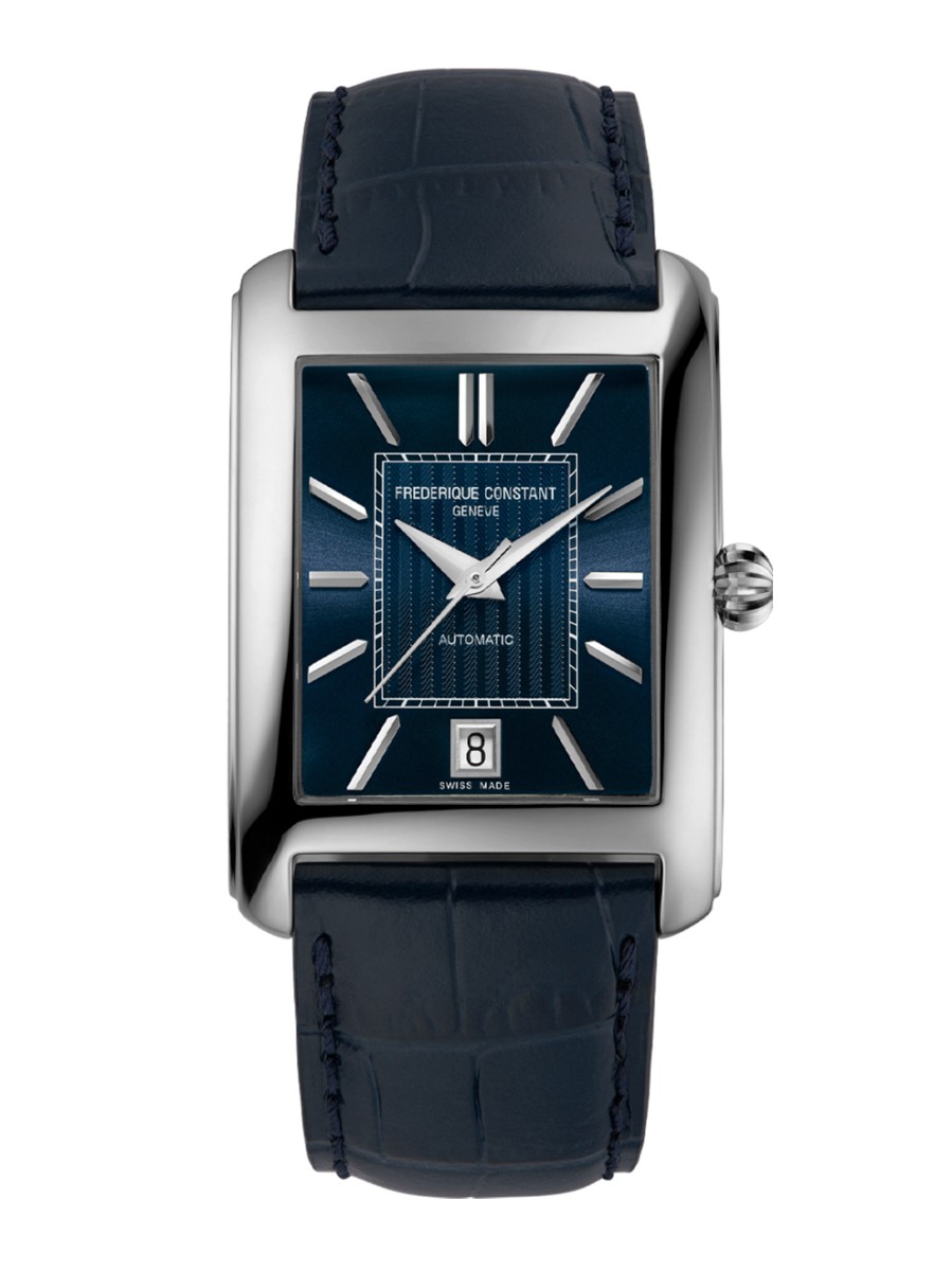 
Dit dames/heren horloge van Frederique Constant is onderdeel van de Classics Carree collectie. De serie wordt gekenmerkt door modellen met een zeer elegant rechthoekig formaat en een klassieke uitstraling. Model FC-303N4C6 heeft een edelstalen kast (30 x 33mm) en een blauw leren horlogeband. De blauwe wijzerplaat heeft zilverkleurige indexcijfer en wijzers. Het horloge is verfijnd afgewerkt met een krasarm saffier glas en een waterdichtheid tot 30 meter. Het automatisch uurwerk van dit model genereert een gangreserve van 38 uur. 
