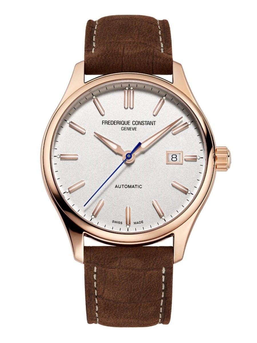 Dit herenhorloge van Frederique Constant is onderdeel van de Classics collectie. De horloges in deze serie hebben een ronde kast met een diameter van 40 millimeter. Alle horloges hebben bovendien een krasarm saffierglas, automatisch uurwerk en zijn tot 50 meter waterdicht.

Dit model is uitgevoerd met een roségold-plated edelstalen horlogekast, en een bijpassende bruin leren horlogeband met vouwsluiting. Het horloge heeft een automatisch uurwerk van hoge kwaliteit, en genereert een gangreserve van 38 uur. Op de lichte wijzerplaat is naast de tijd ook een datumaanduiding af te lezen. De FC-303NV5B4 is dankzij het klassieke ontwerp en het bijzondere uurwerk een stijlvol horloge voor mannen die houden van klasse en vakmanschap.
