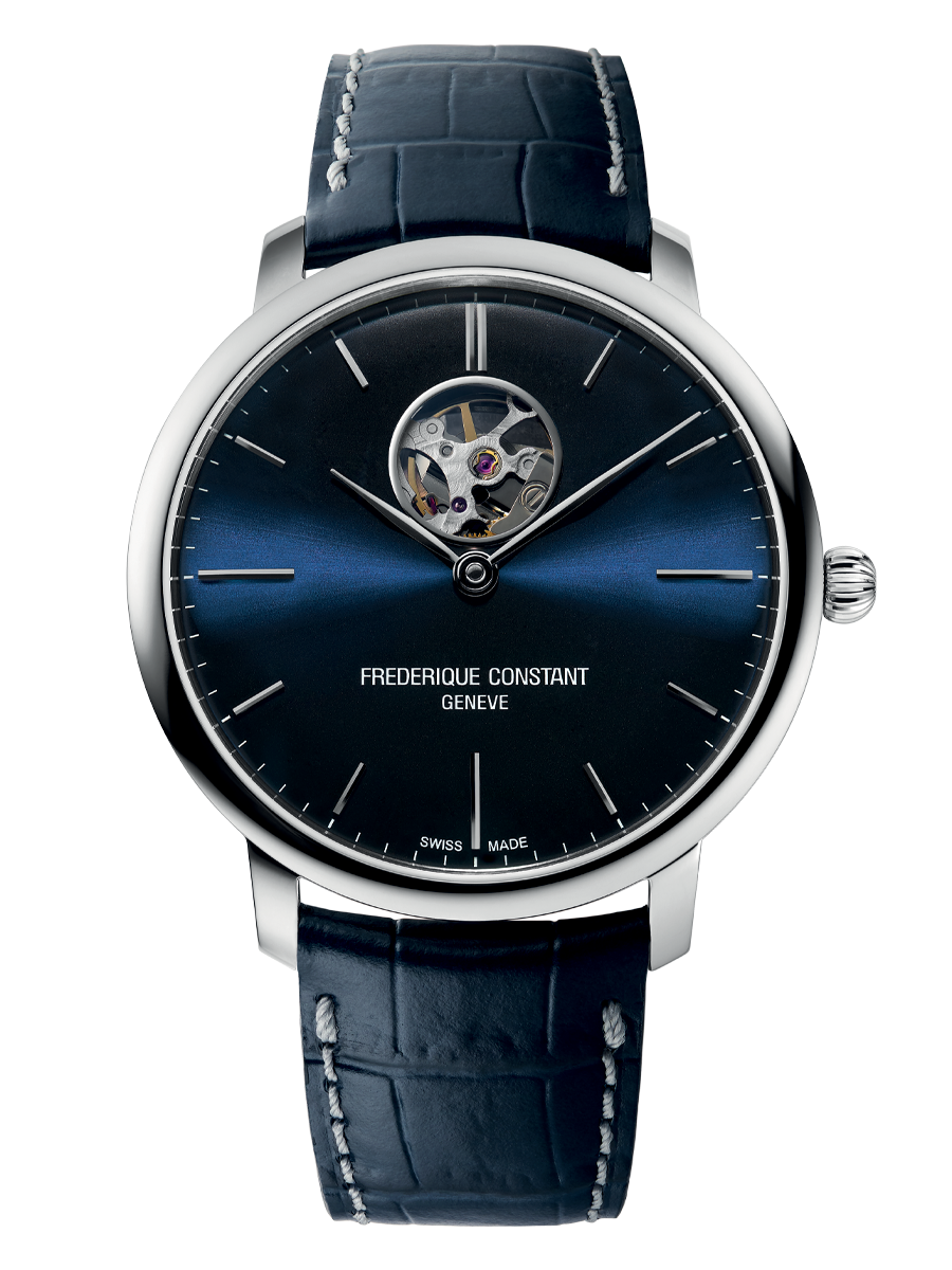 Dit Frederique Constant Heartbeat Slimline herenhorloge is bekend onder Frederique Constant-referentienummer FC-312N4S6. Het horloge heeft een mechanisch uurwerk met automatische opwindfunctie dat geplaatst is in een edelstalen kast. Op de blauwe wijzerplaat is analoge tijdsweergave zichtbaar. Aan de kast zit een blauwe lederen horlogeband met een vouwsluiting.

Het mechanisch uurwerk met automatische opwindfunctie biedt u alleen de tijd als tijdfunctie(s). De ronde horlogekast is 30m waterdicht en voorzien van een saffierglas.