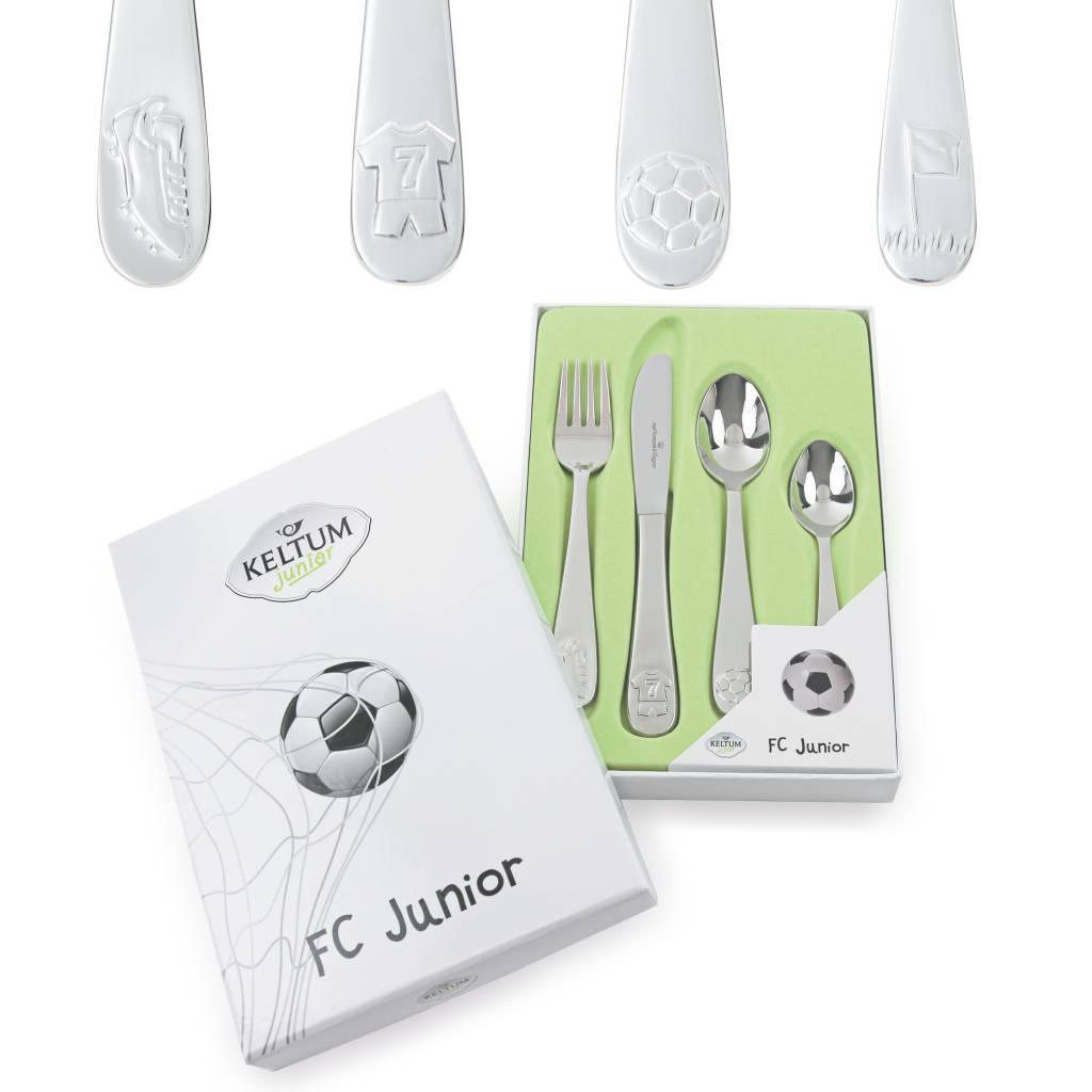 Het Kinderbestek FC Junior 4-delig, modelnummer KS067-4, is ideaal voor jonge kinderen. Dit setje bevat een vork, lepel, mes en dessertlepel, allemaal met een kindvriendelijk ontwerp. Perfect voor dagelijks gebruik en helpt kinderen comfortabel en zelfverzekerd leren eten. Dit product valt in de categorie Geboorteartikelen. Geschikt voor elke maaltijd en gemakkelijk zelf te gebruiken door kinderen.