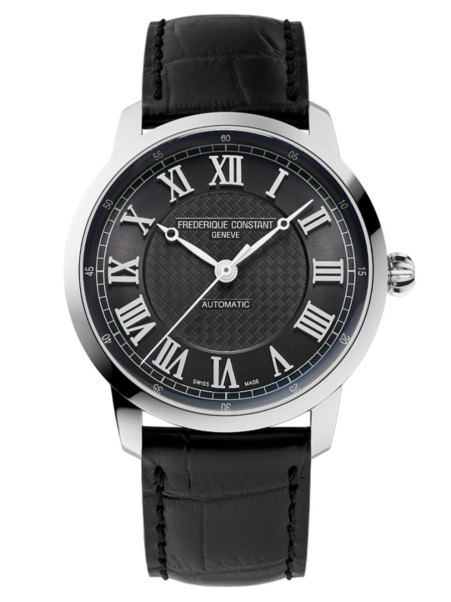 
Dit herenhorloge van Frederique Constant is onderdeel van de Classics Premiere collectie. De horloges in deze serie kenmerken zich door hun klassieke, tijdloze uiterlijk met een hedendaagse twist. Alle horloges hebben een krasarm saffierglas en zijn tot 50 meter waterdicht afgesloten. De FC-301DGR3B6 is een gelimiteerd model. Het merk heeft 500 exemplaren uitgegeven.

Dit model is uitgevoerd met een edelstalen kast (38,5mm), een donkere wijzerplaat en een mooi aansluitende zwart leren horlogeband met gespsluiting. Het model is voorzien van een hoge kwaliteit automatisch uurwerk, met een gangreserve van 68 uur. De FC-301DGR3B6 is dankzij het klassieke, minimalistische ontwerp en de bijzondere details een prachtig, stijlvol herenhorloge!