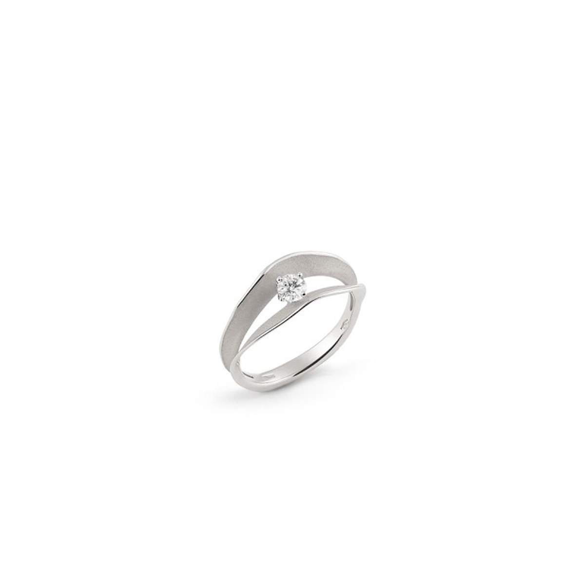 Dune Assolo Series Ring, 18Kt White Ice Gold with Diamonds