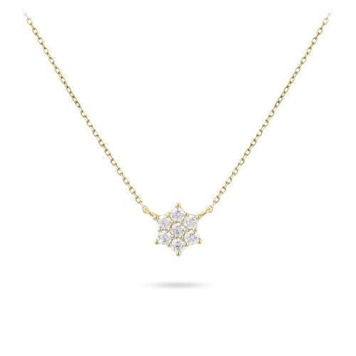 Gouden Collier met Rozet met Zirkonia VGN008-38+4