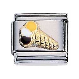 Zoppini ijsje.

Metaal     : staal / 18 karaat goud
Kleur       : geel / wit / zwart
model nr. : 302.047
Maten     : 9 mm
Materiaal : staal  ,goud ,emaille  

