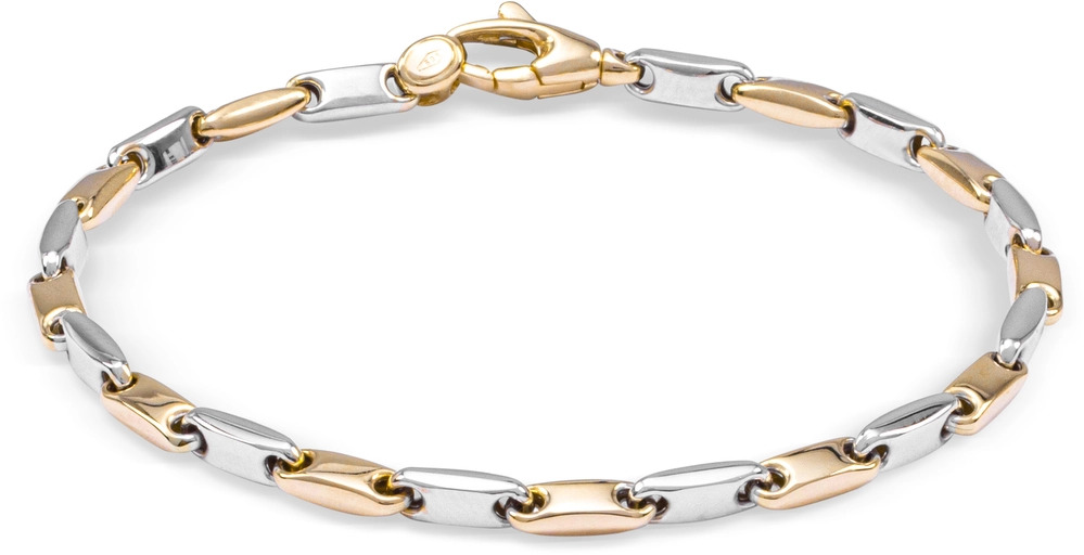 Deze Bicolor gouden armband van 14 karaat is een prachtige toevoeging aan je sieradencollectie. De armband heeft een uniek tweekleurig ontwerp, waardoor hij perfect past bij elke outfit. Draag hem solo voor een subtiele look of combineer hem met andere armbanden voor een statement stijl. De armband sluit met een stevige sluiting voor extra veiligheid en comfort. Maak je look compleet met deze tijdloze armband!