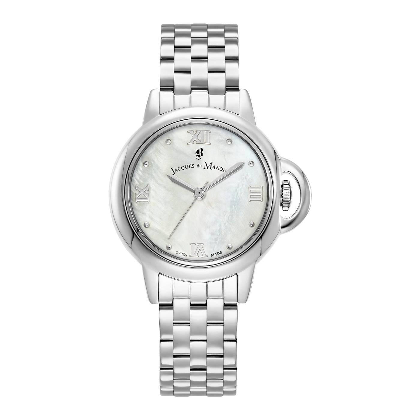 Dit stijlvolle horloge met modelnummer JWL02501 heeft een zilverkleurige, roestvrijstalen kast en band, mineraal glas en een analoge witte wijzerplaat. Met een kastdiameter van 32 mm en 5 ATM waterdichtheid is het ontworpen voor dagelijks gebruik. Combineer dit elegante polshorloge met zowel casual als zakelijke outfits voor een tijdloze look.