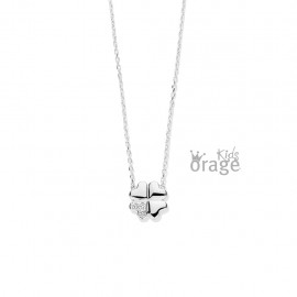 Zilveren ketting met hangertje klavertje 4 bezet met zirconium