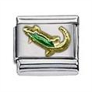 Zoppini krokodil  


Metaal     : staal / 18 karaat goud
Kleur       :  groen emaille
Maten     : 9 mm
Materiaal : Staal, emaille, Goud
Modelnr  : 302.011
