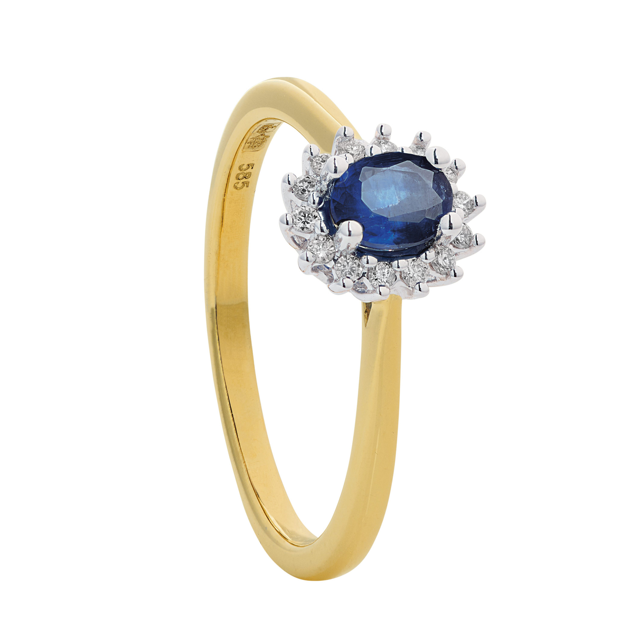 RING GOUD MET SAFFIER 0.08CRT 