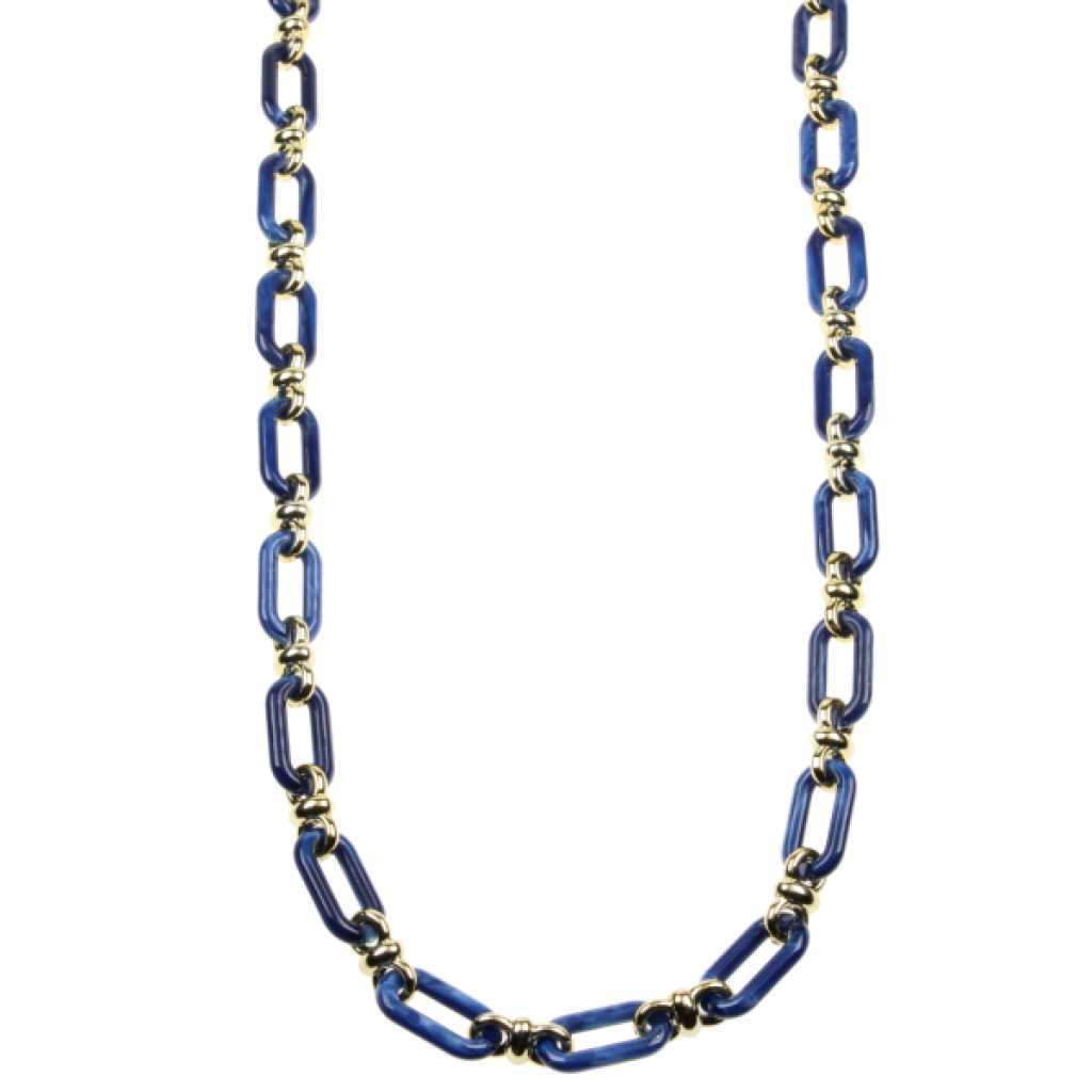 Donkerblauwe schakels, met goud
