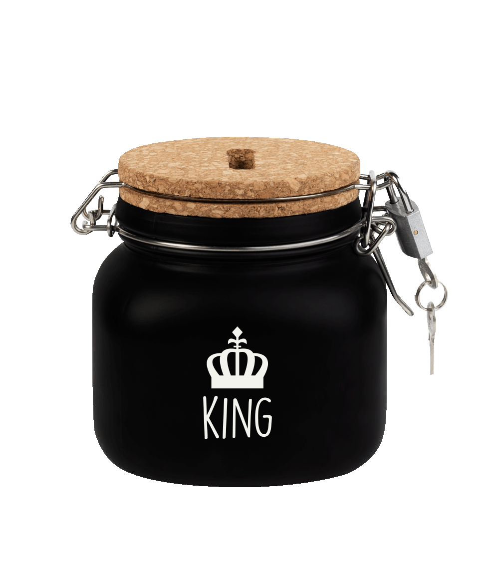 De luxe spaarpotten van Paper Dreams zijn perfecte cadeaus voor bijvoorbeeld Vaderdag, Moederdag of bijvoorbeeld een verjaardag. Deze luxe spaarpot - king is gemaakt van glas, is zwart van kleur.