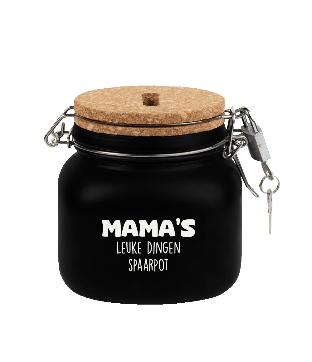De luxe spaarpotten van Paper Dreams zijn perfecte cadeaus voor bijvoorbeeld Vaderdag, Moederdag of bijvoorbeeld een verjaardag. Deze luxe spaarpot - mama is gemaakt van glas, is zwart van kleur.
