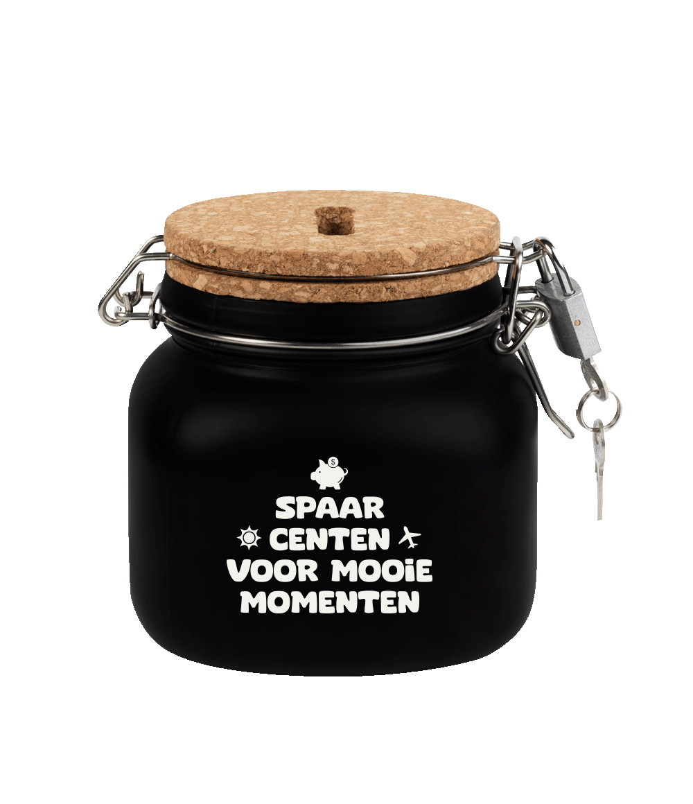De luxe spaarpotten van Paper Dreams zijn perfecte cadeaus voor bijvoorbeeld Vaderdag, Moederdag of bijvoorbeeld een verjaardag. Deze luxe spaarpot - mooie momenten is gemaakt van glas, is zwart van kleur