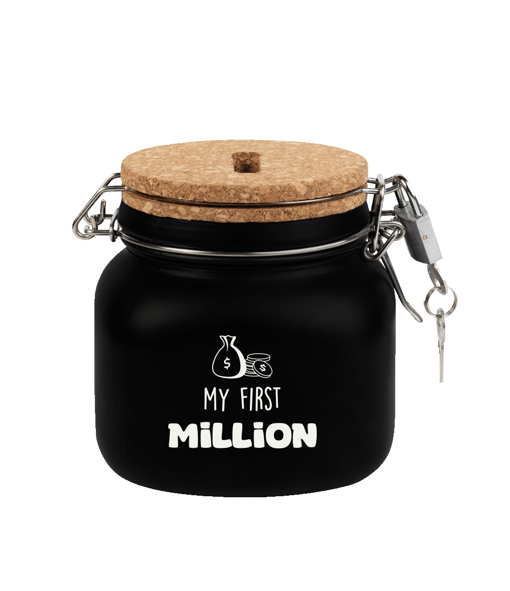 De luxe spaarpotten van Paper Dreams zijn perfecte cadeaus voor bijvoorbeeld Vaderdag, Moederdag of bijvoorbeeld een verjaardag. Deze luxe spaarpot - my first million is gemaakt van glas, is zwart van kleur 
