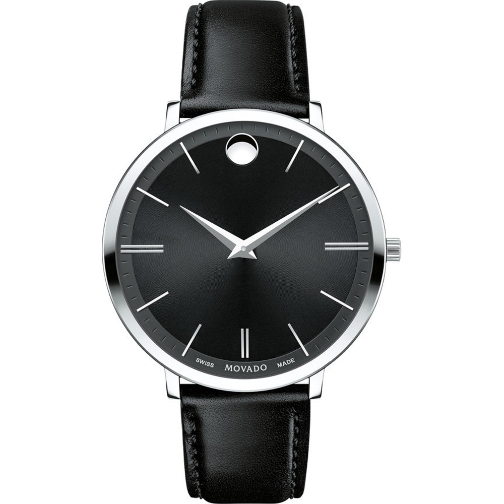 Dit Movado Ultra Slim horloge heeft een kast gemaakt van Roestvrijstaal met een diameter van 35 mm en is voorzien van een leren band. In de kast bevindt zich een ETA kwaliteitsuurwerk en is afgewerkt met Saffierglas.