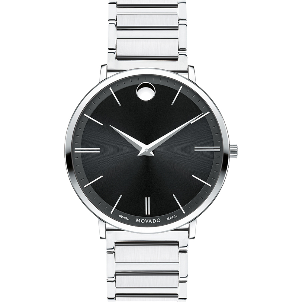 Dit Movado horloge heeft een kast gemaakt van Roestvrijstaal met een diameter van 40 mm en is voorzien van een metalen band. In de kast bevindt zich een Ronda kwaliteitsuurwerk en is afgewerkt met Saffierglas.