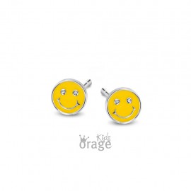 Oorringen smiley geel 925