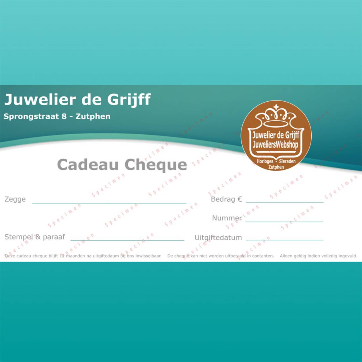 Waardebon € 10,- bij Juwelier de Grijff